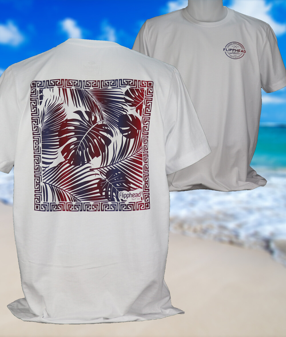 Flipphead palm leaves 978 Graphic Tee and surf t shirts, in the Mens Clothing Department of the retro surf shirt category